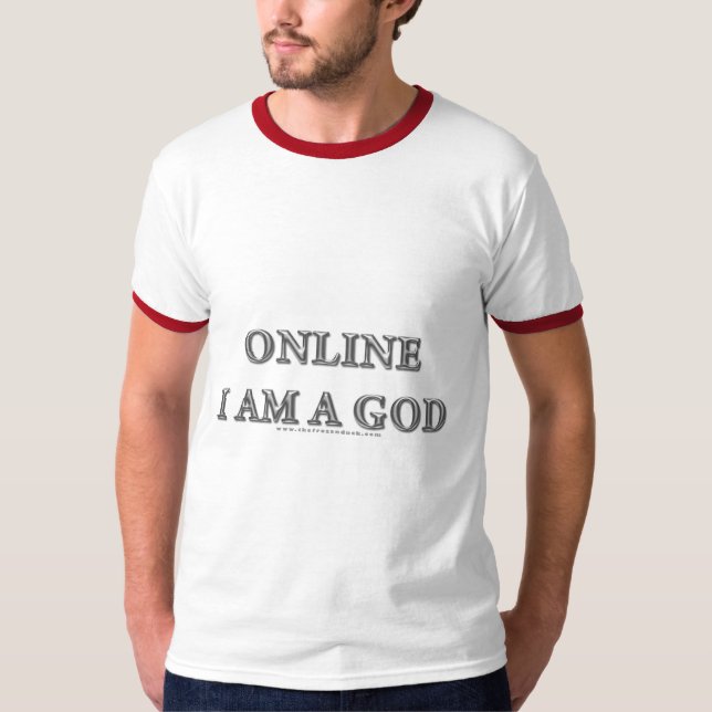 On-line I-förmiddag en gud Tee Shirt (Framsida)