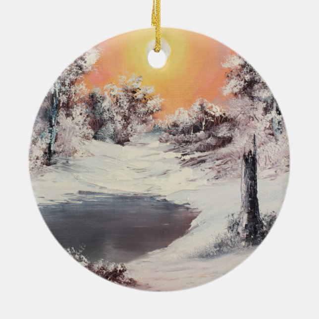 On-line snögubbe julgransprydnad keramik (Baksidan)