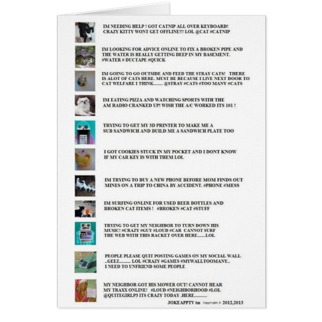 On-line Texting/chattakort vid JokeAppTv tm Hälsningskort (Framsidan)