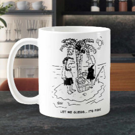 Ön. Mat är fisk. Kaffemugg