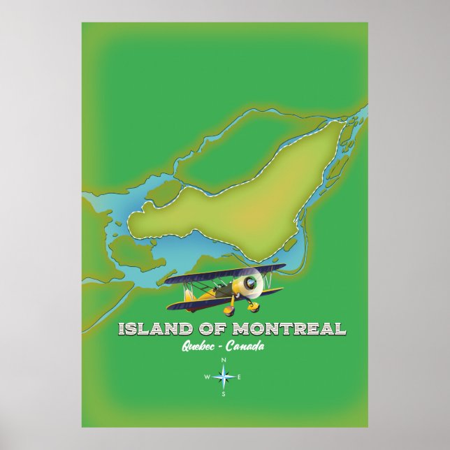 ön Montreal Canada karta Poster (Framsidan)