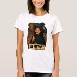 On My Way | Cute Witch Wall Art T Shirt