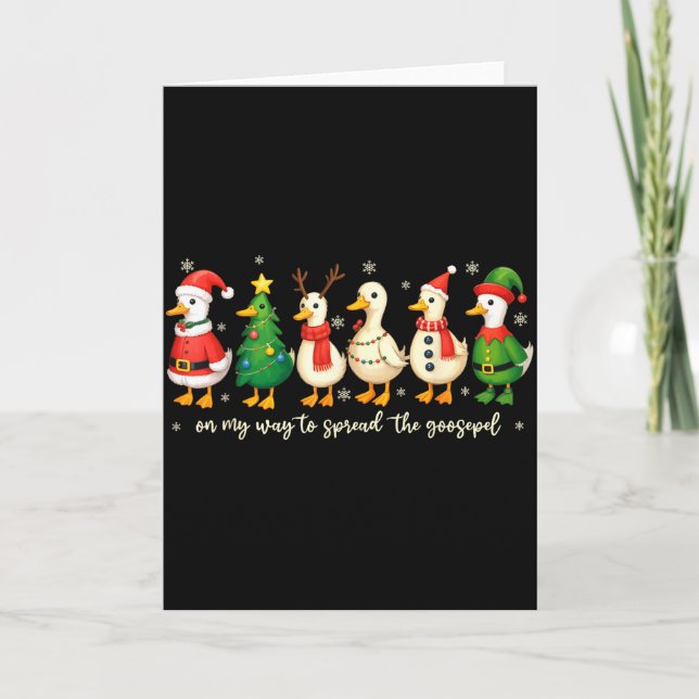 On My Way To Spread The Gospel Funny Goose Christi Kort (Framsida)