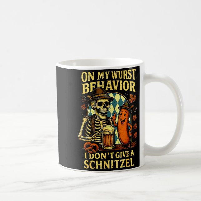On My Wurst Behavior Funny Skeleton And Dog  Kaffemugg (Höger)