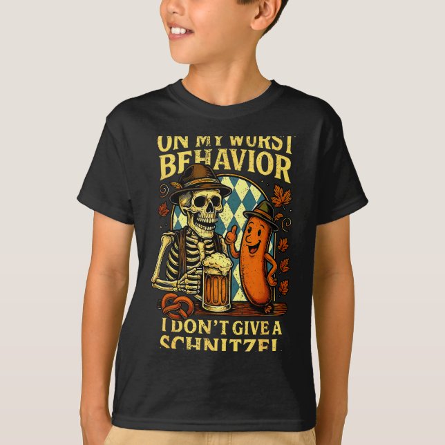On My Wurst Behavior Funny Skeleton And Dog  T Shirt (Framsida)