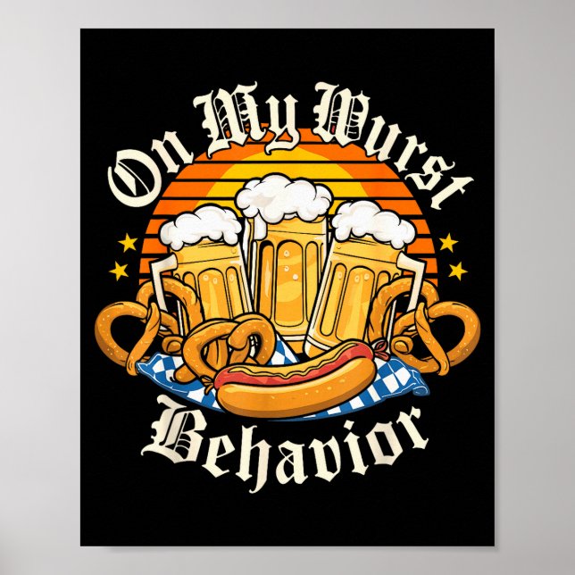 On My Wurst Behavior Retro Groovy Beer  Poster (Framsidan)