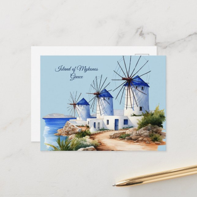 ön Mykonos, Grekland Vykort (Fram/Back In Situ)