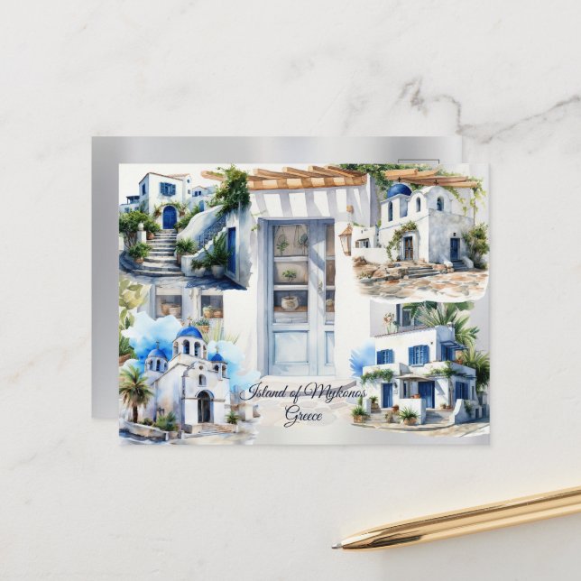 ön Mykonos, Grekland Vykort (Fram/Back In Situ)