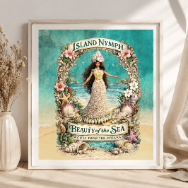 Ön Nimf Tropisk Andlig Ocean Fantasi Konst Poster