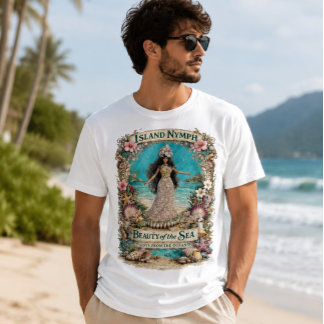 Ön Nimf Tropisk Andlig Ocean Fantasi Konst T Shirt