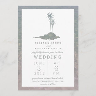 Ön och Vatten Beach Wedding Inbjudningar