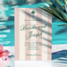 Ön Palm Stripe Cabana Beach Retro rosa bröllop