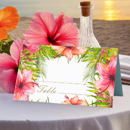 Ön Paradise | Handflatan Träd och Flowers Bröllop Placeringskort