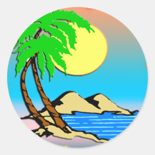 ön Paradise Runt Klistermärke