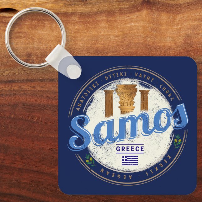 Ön Samos i Grekland, återresa till vintage Nyckelring (Framsida)