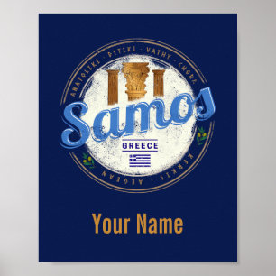 Ön Samos i Grekland, återresa till vintage Poster