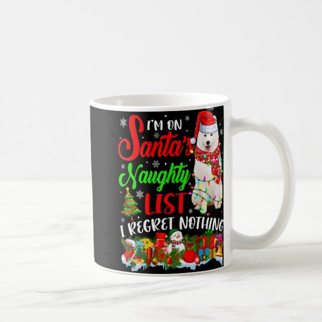 On Santas Naughty List Xmas American Eskimo  Kaffemugg (Höger)