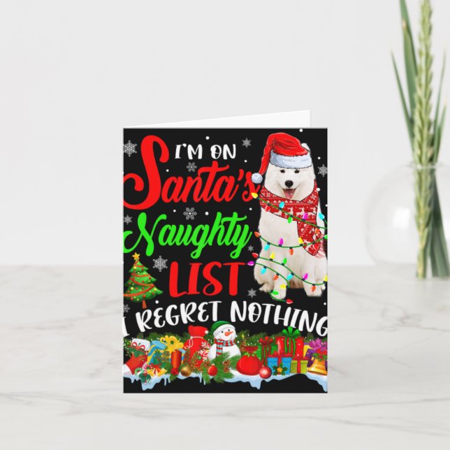 On Santas Naughty List Xmas American Eskimo  Kort (Framsida)