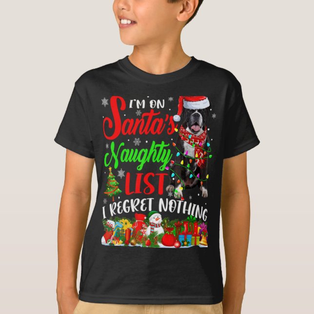 On Santas Naughty List Xmas Boxer T Shirt  (Framsida)