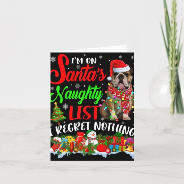 On Santas Naughty List Xmas English Bulldog  Kort (Framsida)