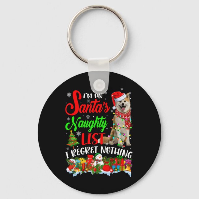 On Santas Naughty List Xmas Shiba Inu  Nyckelring (Framsida)