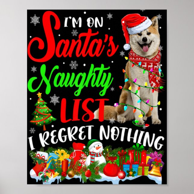 On Santas Naughty List Xmas Shiba Inu  Poster (Framsidan)