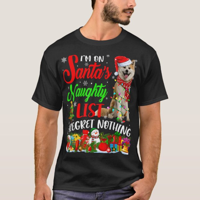 On Santas Naughty List Xmas Shiba Inu  T Shirt (Framsida)