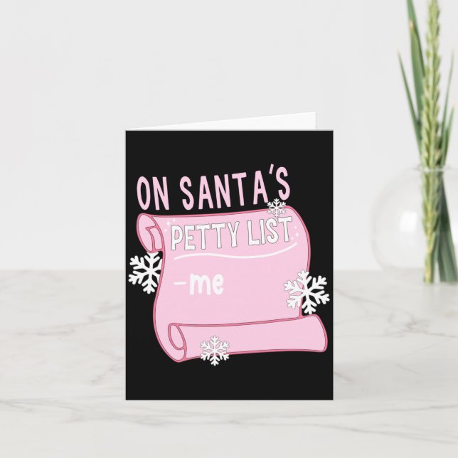 On Santa's Petty List Me Santa Christmas Design Lo Kort (Framsida)