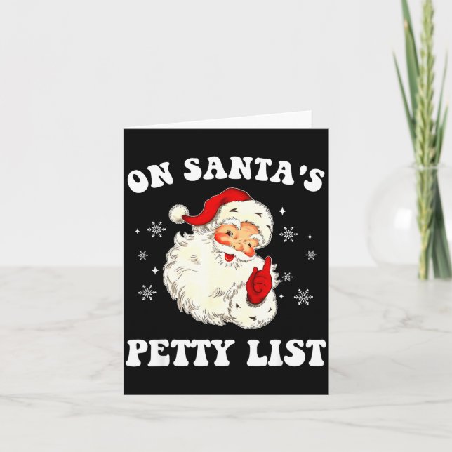 On Santa's Petty List Santa Christmas Xmas Holiday Kort (Framsida)