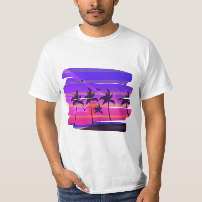 Ön, strand och handflatan träd t shirt (Framsida)