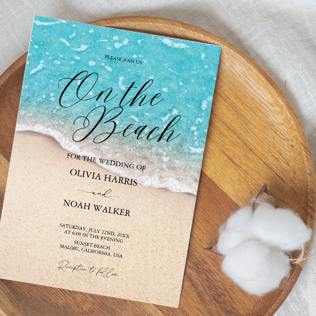 On The Beach Blue Ocean wedding Invitation Inbjudningar (Skapare uppladdad)
