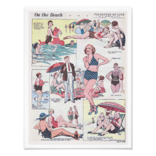 On The Beach - Vintage - 1935 Fototryck