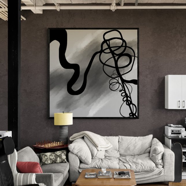 On the Grid: Abstract Black and Gray Canvastryck (Skapare uppladdad)