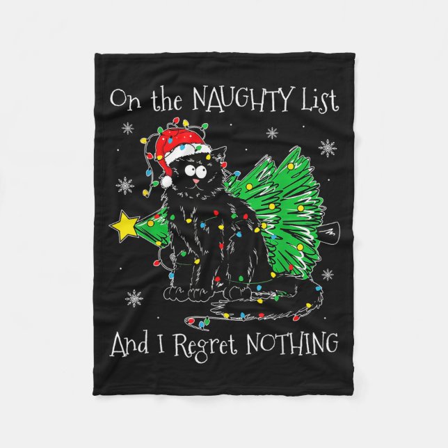 On The Naughty List And I Regret Nothing Cat Chris Fleecefilt (Framsidan)