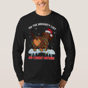 On The Naughty List And I Regret Nothing Dachshund T Shirt