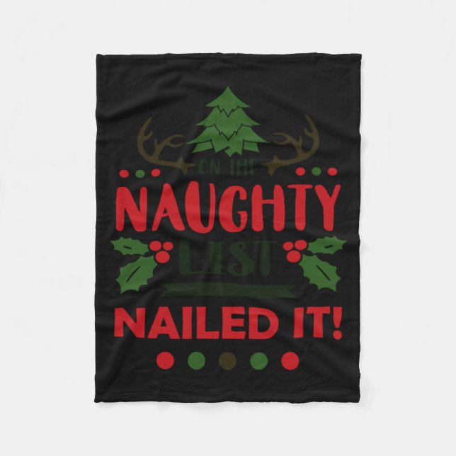 On The Naughty List Nailed It Christmas  Fleecefilt (Framsidan)