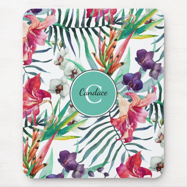 Ön Tropical Mönster med Monogram Musmatta (Framsidan)