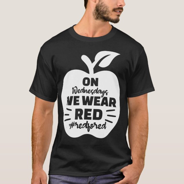 On Wednesdays We Wear Red  Red For Ed _1  T Shirt (Framsida)