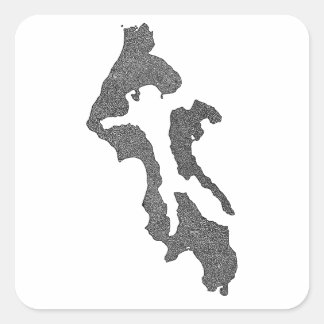 Ön Whidbey Island County kartdesign Fyrkantigt Klistermärke