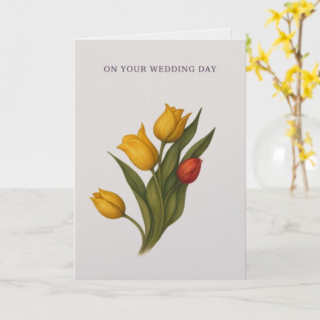 On Your Wedding Day – Luxe Tulip Botanical Card  Kort (Gul blomma)