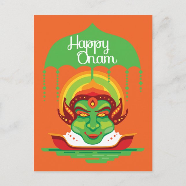 Onam Kathakali Ansikte Inbjudan Vykort (Framsida)