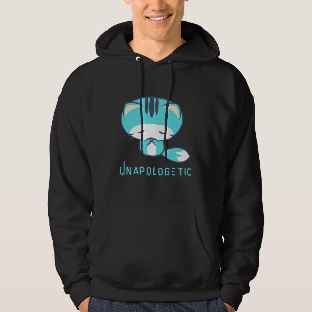 "Onapologetisk katthoodie - fetstilt grafisk desig Hoodie (Framsida)