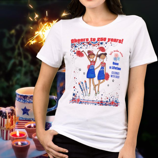Once a Lifetime US 250-årsjubileum Glädje Vit T Shirt (Once a Lifetime US 250th Anniversary Cheer White Tri-Blend Shirt)