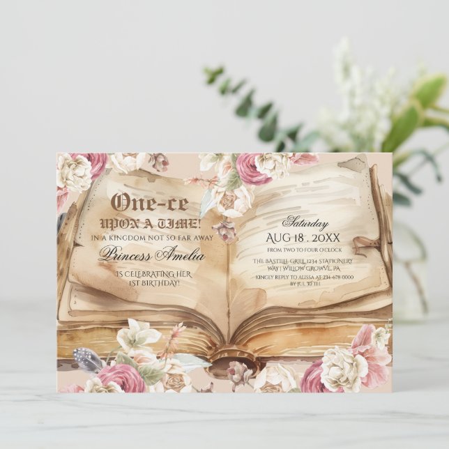 Once Upon A Time 1st Birthday Party Inbjudningar (Stående Fram)