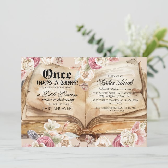 Once Upon A Time Book Baby Shower Inbjudningar (Stående Fram)