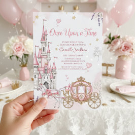 once upon a time fairytale magical royal pink inbjudningar