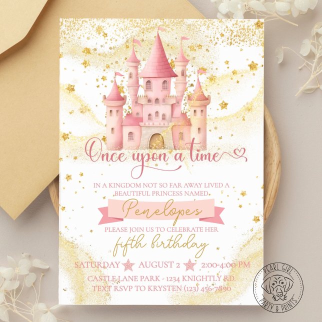 Once Upon a Time Princess Birthday Invitation Inbjudningar (Skapare uppladdad)