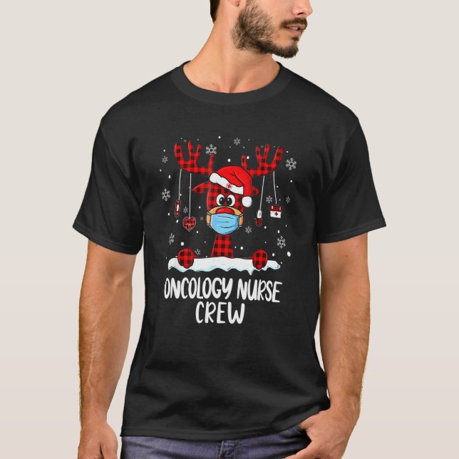 Oncology Nurse Crew Play Reindeer Santa Hat Nursi T Shirt (Framsida)