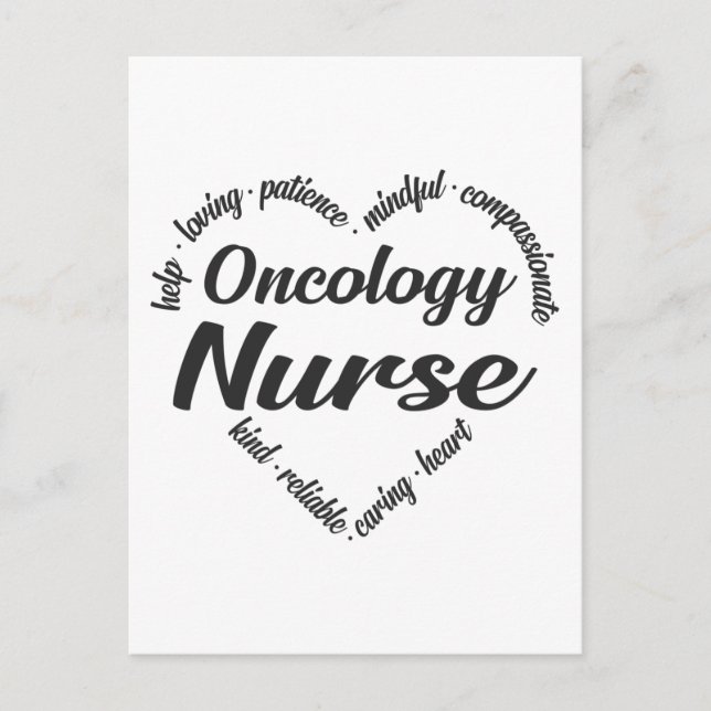 Oncology Nurse Heart Ord Cloud Helg Vykort (Framsida)