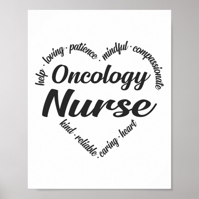 Oncology Nurse Heart Ord Cloud Poster (Framsidan)